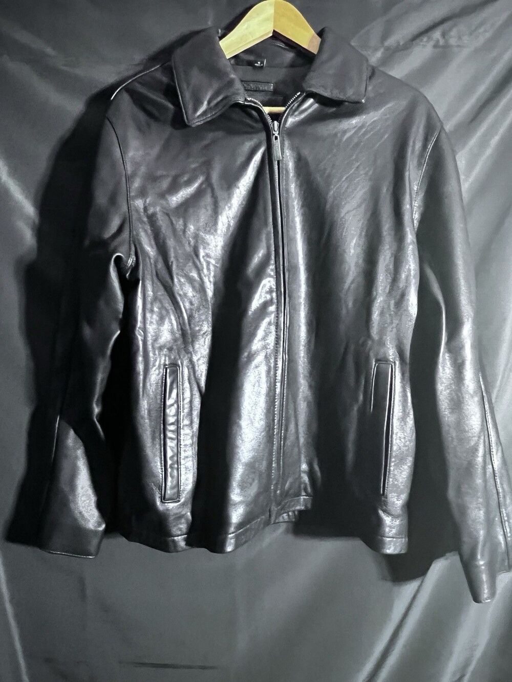Brandini Men's Black Leather Coat Jacket Medium M Matrix Minimalist